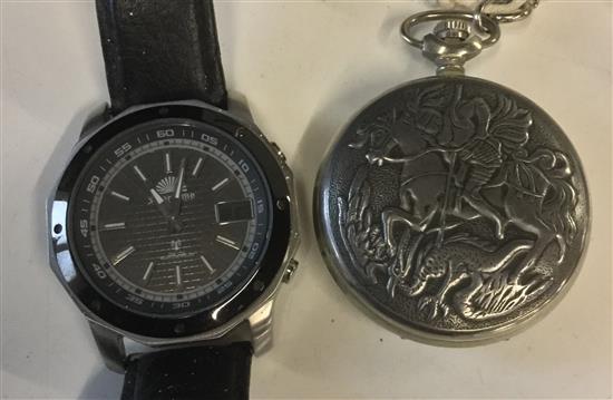 Old Russian mechanical pocket watch & another(-)